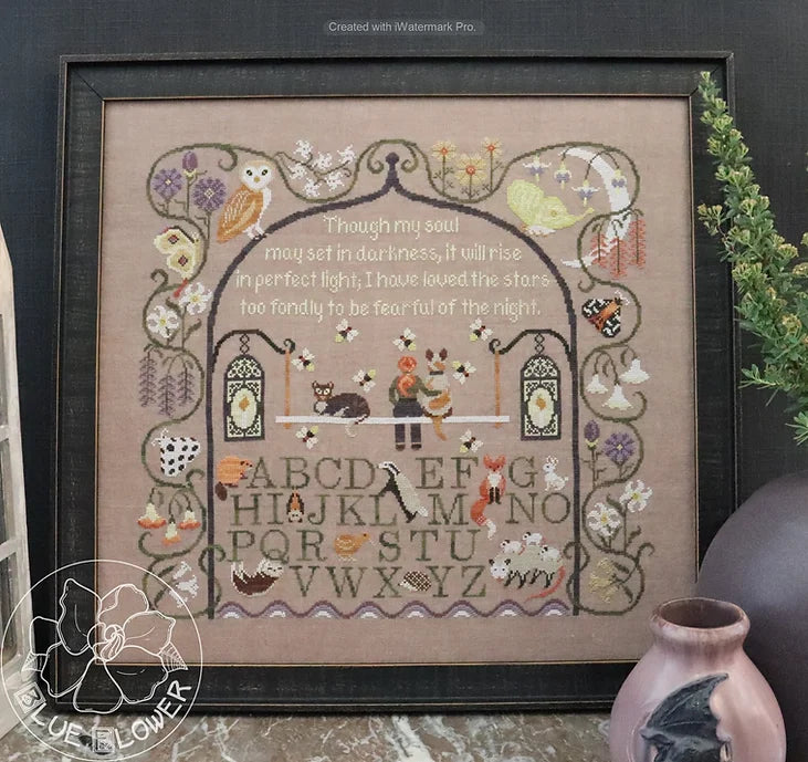 Moonlight Sampler Cross Stitch Pattern Physical Copy The Blue Flower