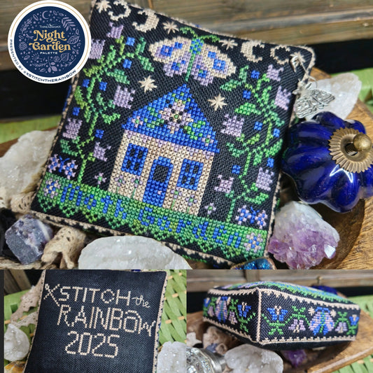 Moonlit Cottage Cross Stitch Pattern by Quaint Rose Needlearts Nashville Market Night Garden