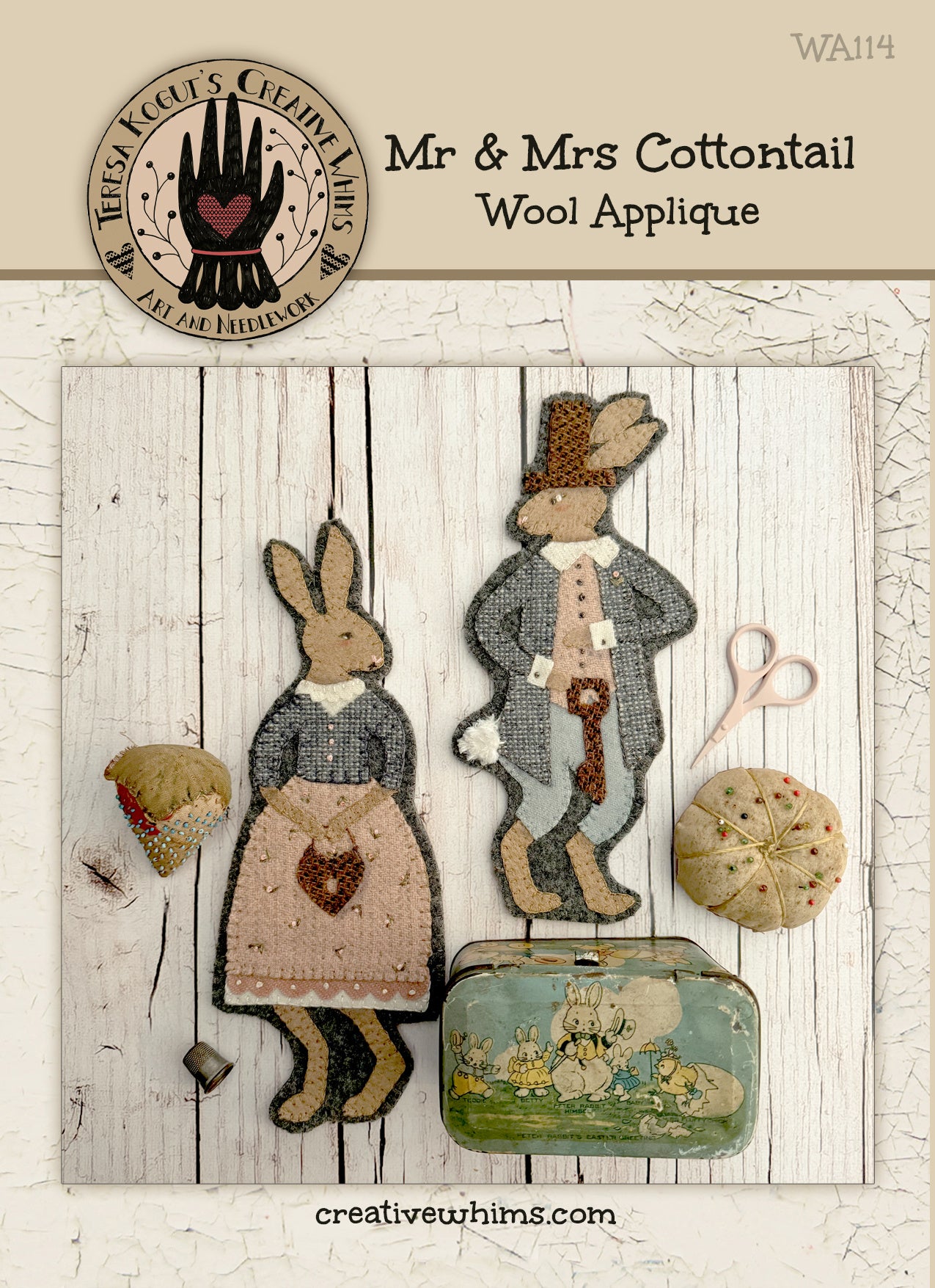 PREORDER Teresa Kogut MR & MRS COTTONTAIL Wool Applique Pattern Nashville Market