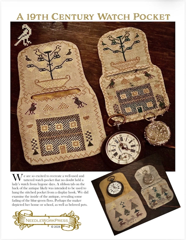 PREORDER Needlework Press WATCH POCKET SAMPLER Cross Stitch Pattern Nashville Market