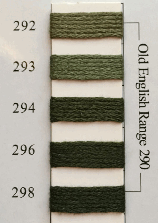Needlepoint NPI Silk Floss 8 Ply Old English Range 292 293 294 296 298