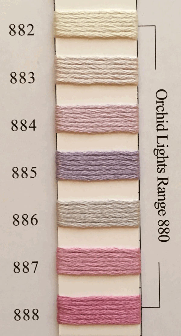 Needlepoint NPI Silk Floss 8 Ply Orchid Lights Range 882 883 884 885 886 887 888
