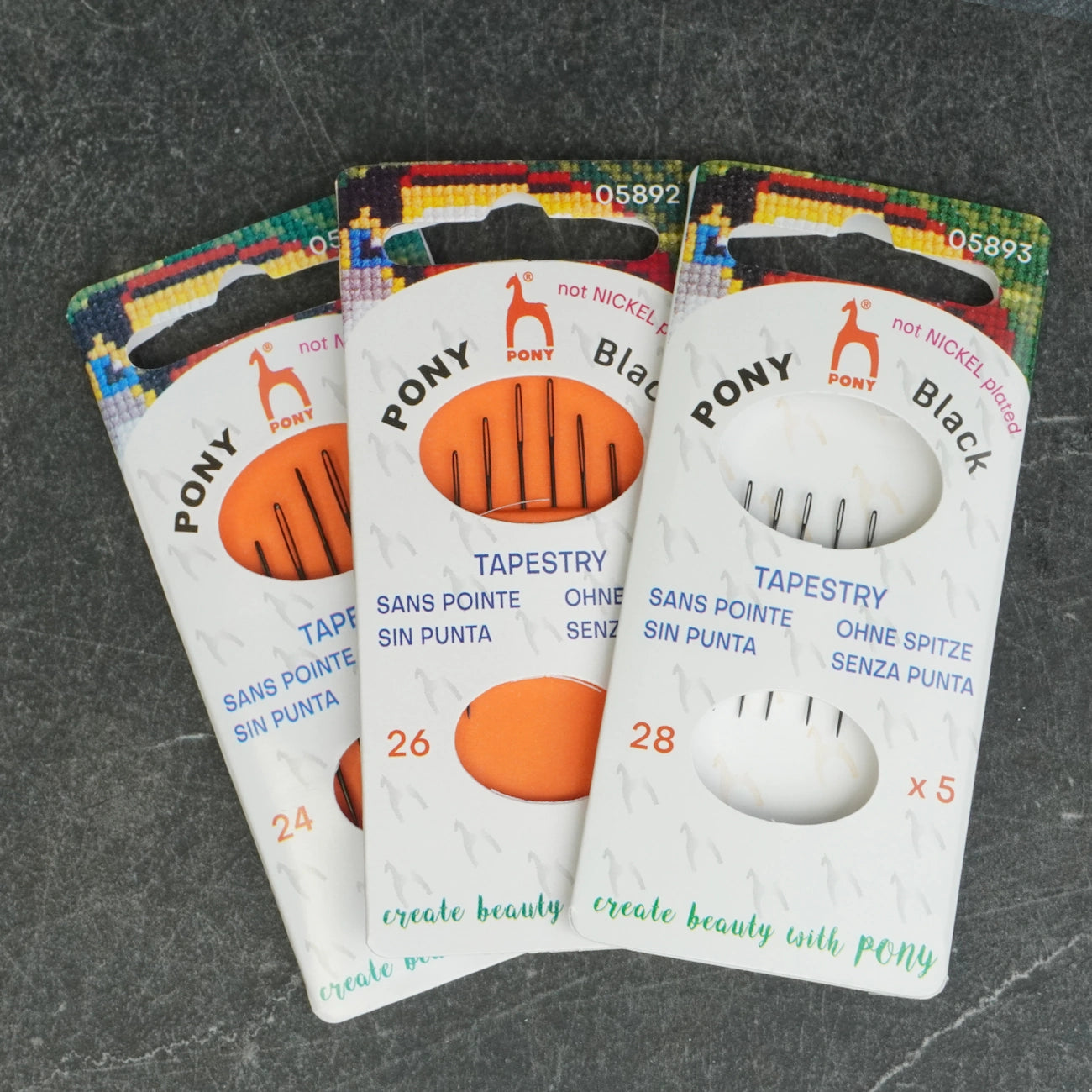 Pony Black Tapestry Needles Size 24 26 28 for Cross Stitch (Black with Black Eye)