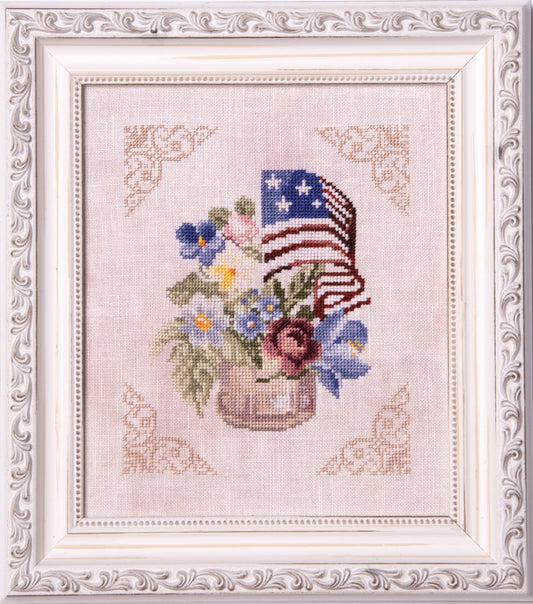 Patriotic Bouquet Cross Stitch Pattern by Samplers and Primitives Nashville Market