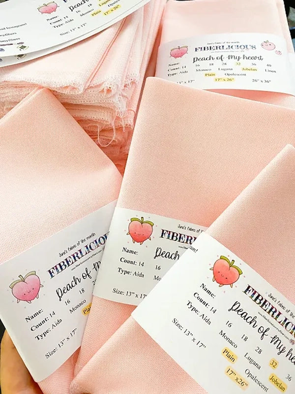 20 count Peach Of My Heart Aida Cross Stitch Fabric by Fiberlicious
