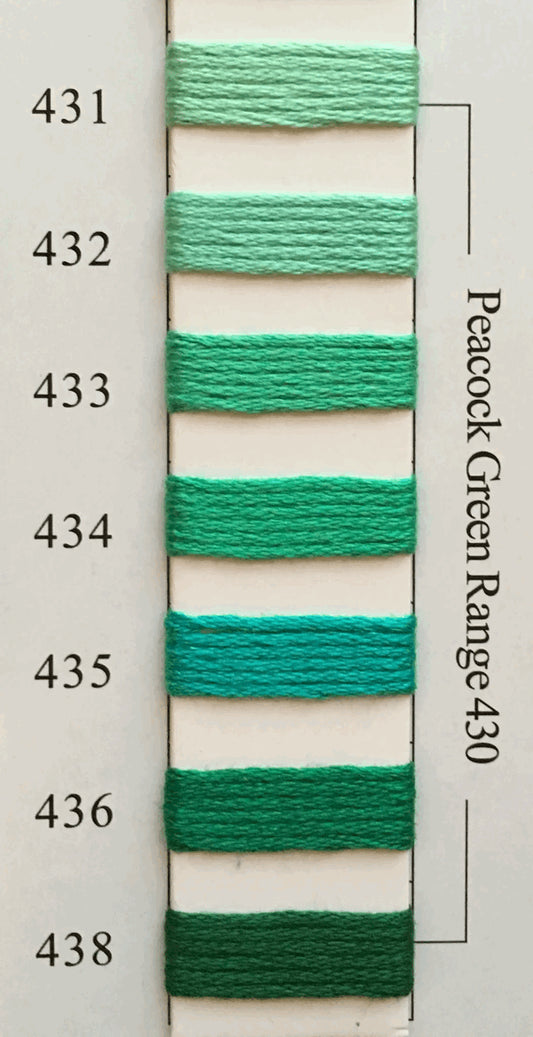 Needlepoint NPI Silk Floss 8 Ply Peacock Green Range 431 432 433 434 435 436 438