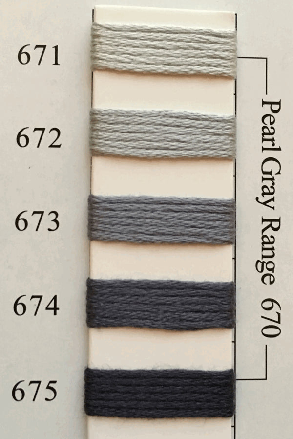Needlepoint NPI Silk Floss 8 Ply Pearl Grey Range 671 672 673 674 675