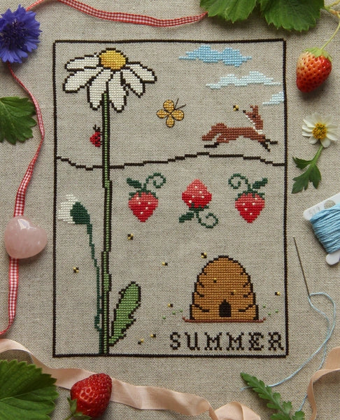 Strawberry Season Cross Stitch Sampler Pattern by Posie