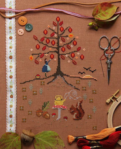 The Leaves by Hundreds Came Cross Stitch Sampler Pattern by Posie