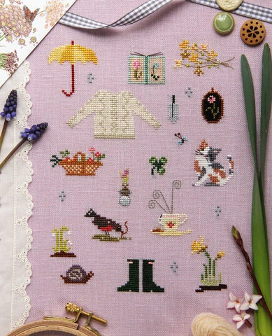 Things of Spring Cross Stitch Sampler Pattern by Posie