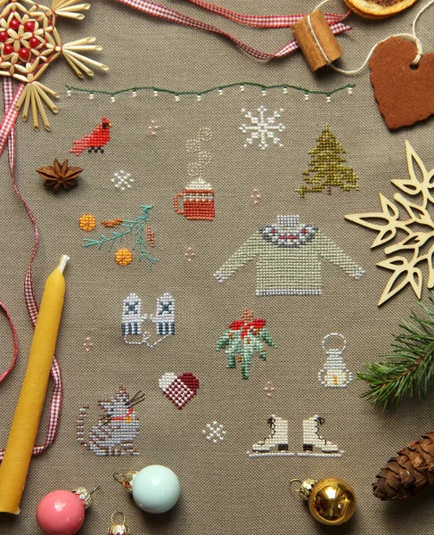 Things of Winter Cross Stitch Sampler Pattern by Posie