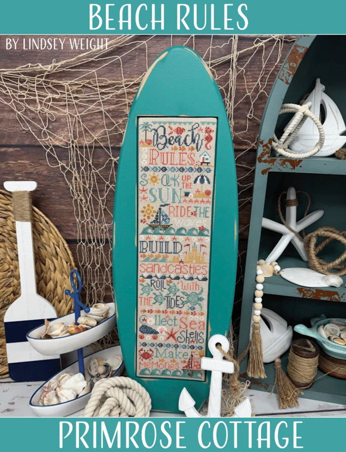 Les Formes イリスAVボード Primrose Cottage BEACH RULES Cross Stitch Pattern – Lindy Stitches