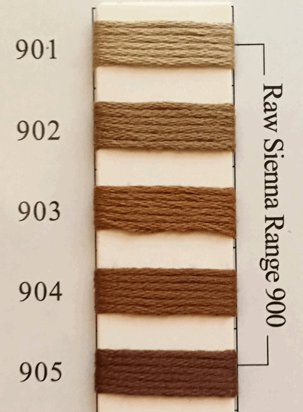 Needlepoint NPI Silk Floss 8 Ply Raw Sienna Range 901 902 903 904 905