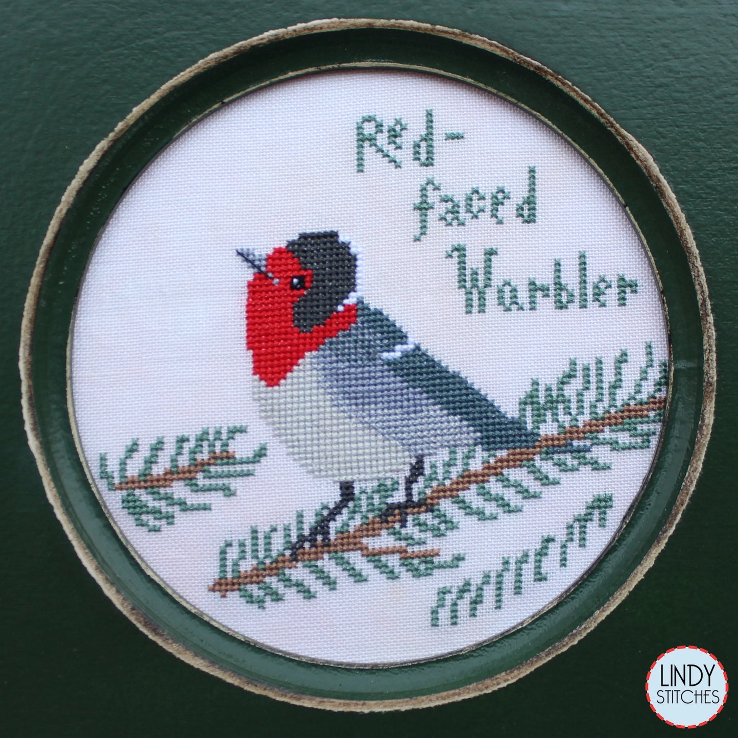 Red Faced Warbler Bird Crush Club Cross Stitch Pattern #12