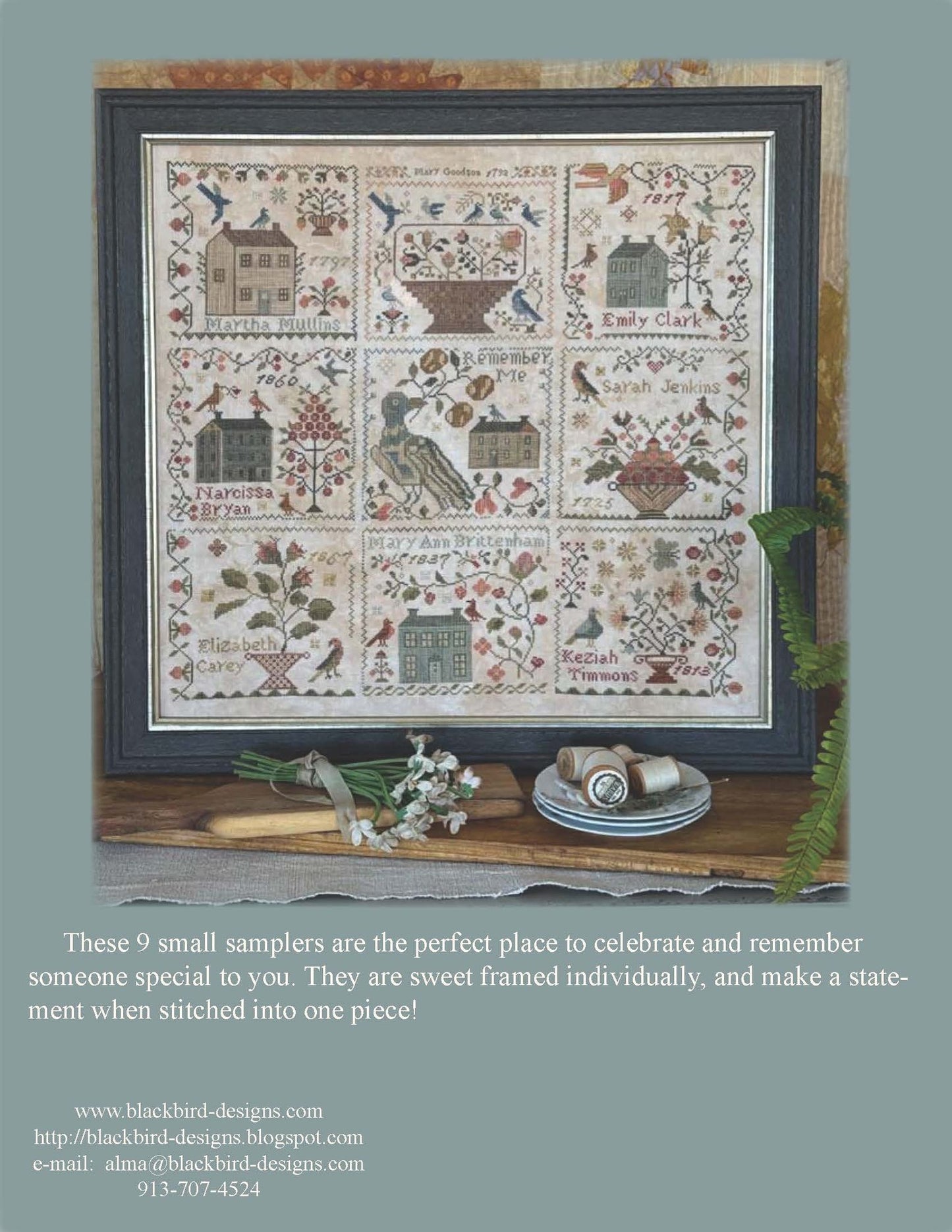 PREORDER Blackbird Designs REMEMBER ME Cross Stitch Pattern Book