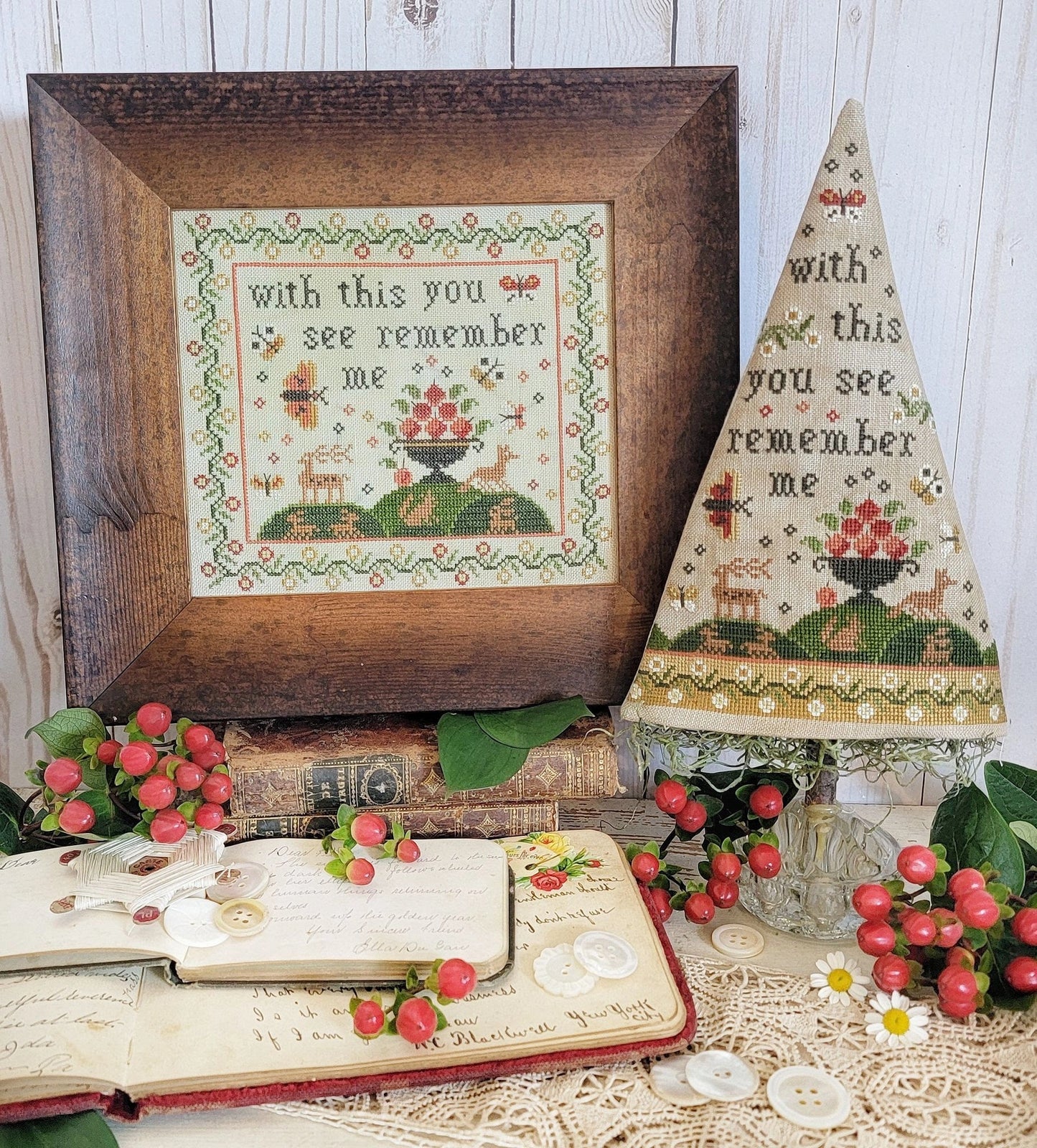 SALE Remember Me Sampler & Tree Hello from Liz Mathews Cross Stitch Pattern
