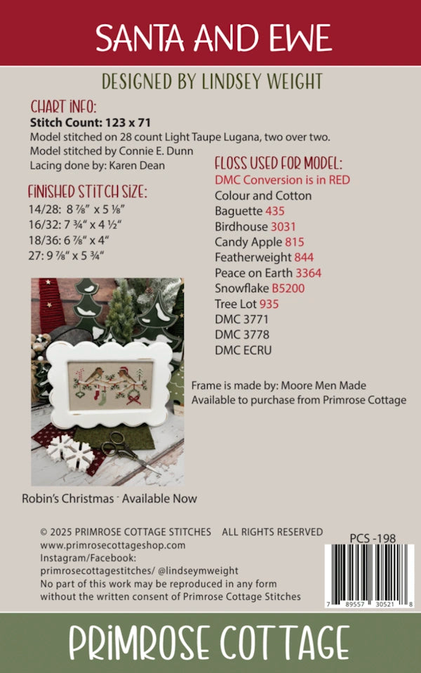 PREORDER Santa and Ewe Cross Stitch Pattern by Primrose Cottage