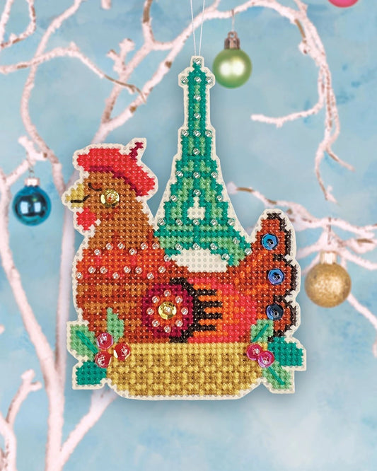 French Hen Satsuma Street Cross Stitch Ornament Kit