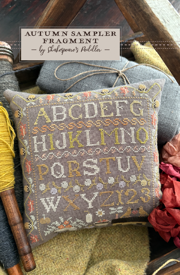 PREORDER Shakespeare's Peddler AUTUMN SAMPLER FRAGMENT Cross Stitch Pattern Nashville Market