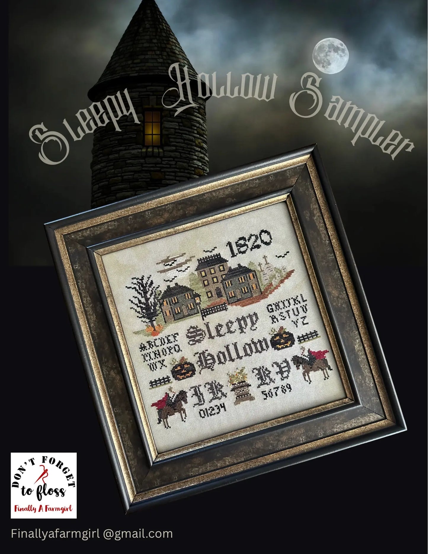 PREORDER Finally A Farmgirl SLEEPY HOLLOW SAMPLER Cross Stitch Pattern