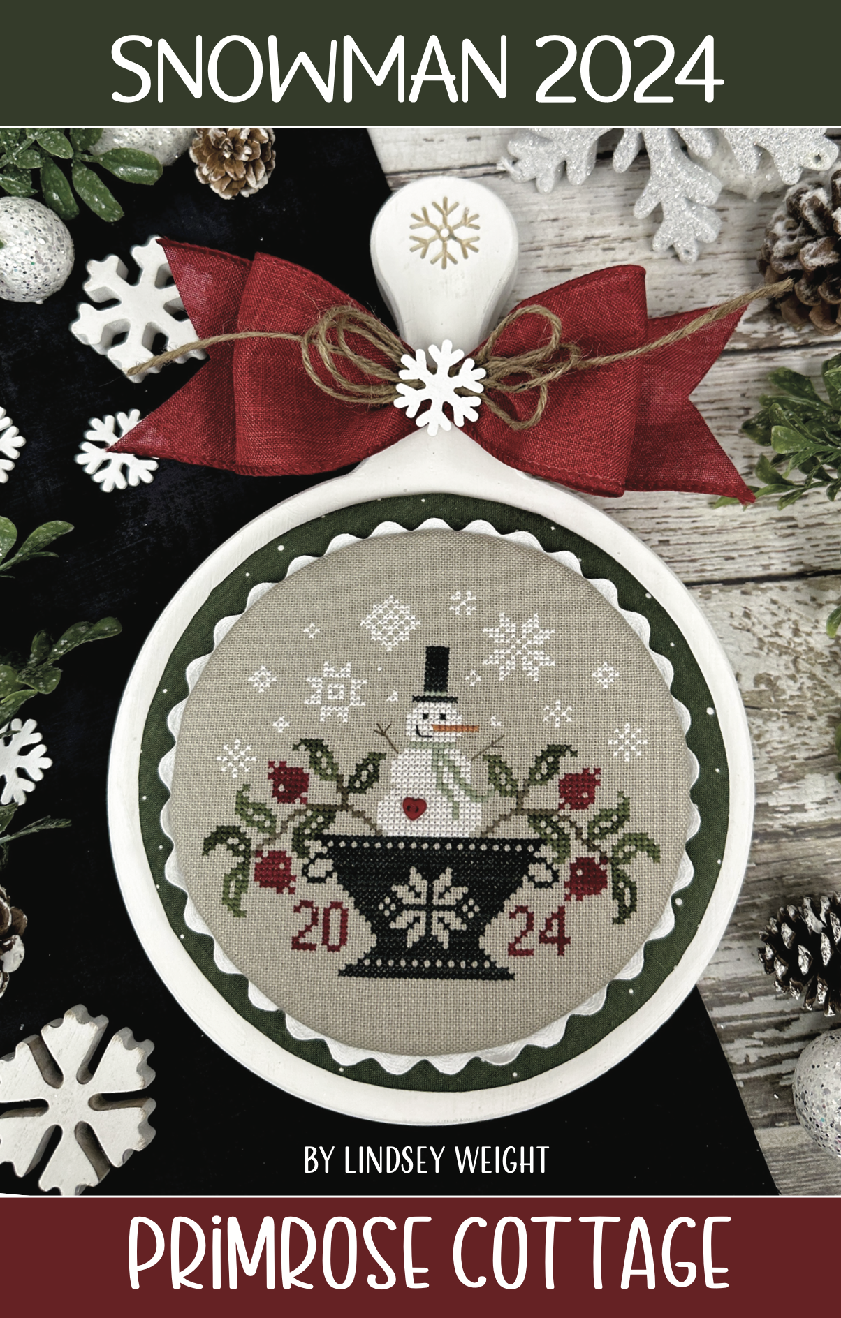 Snowman 2024 Primrose Cottage Cross Stitch Pattern Physical Copy