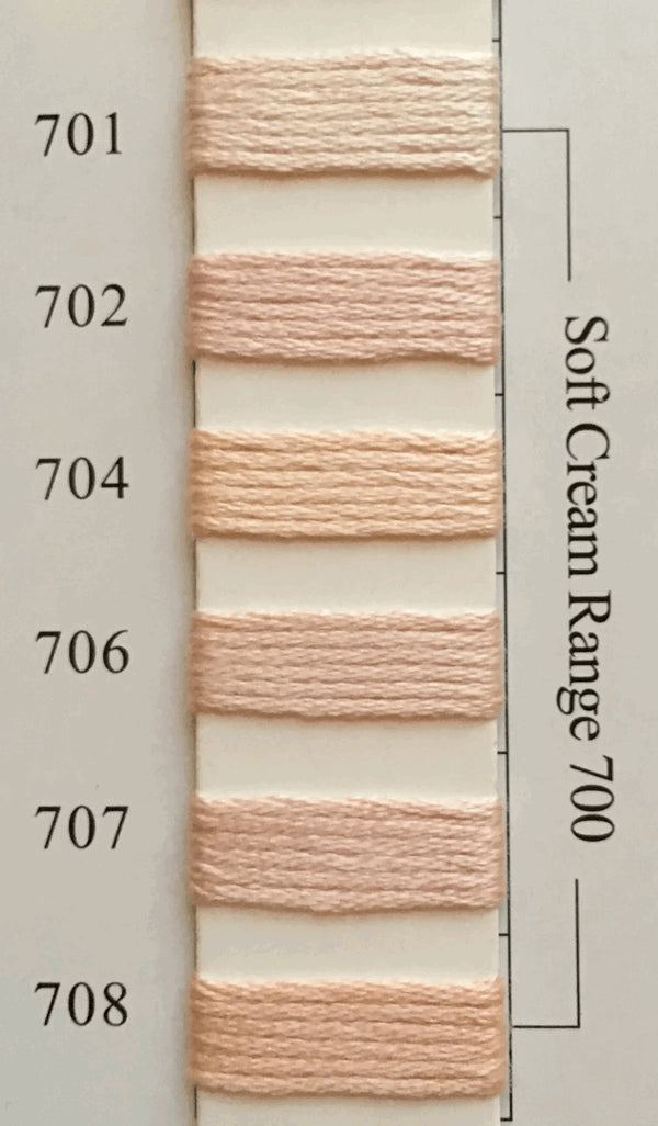 Needlepoint NPI Silk Floss 8 Ply Soft Cream Range 701 702 704 706 707 708