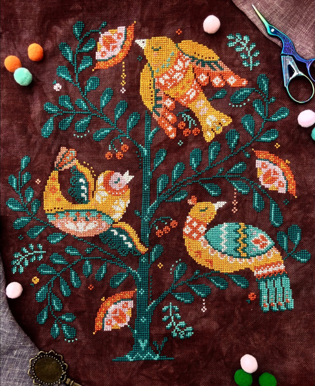 PREORDER Quaternion Creations SONGBIRDS AND BERRIES Cross Stitch Pattern