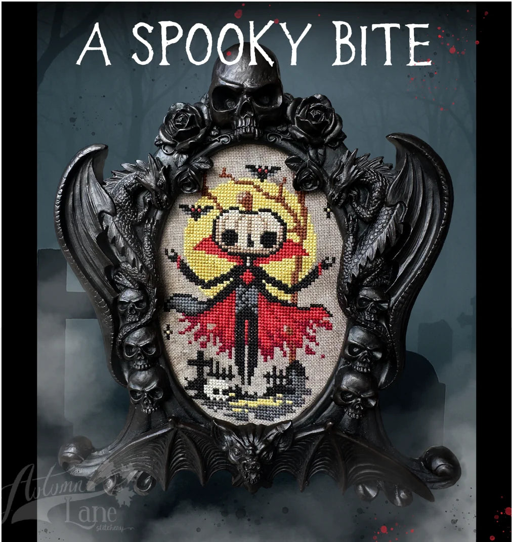 PREORDER Autumn Lane Stitchery A SPOOKY BITE Cross Stitch Pattern Nashville Market