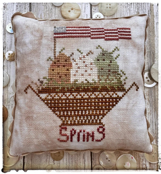 SALE Spring Flag by Lucy Beam Cross Stitch Pattern