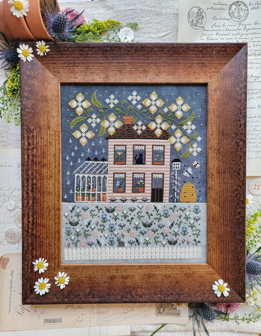 Spring House Hello from Liz Mathews Cross Stitch Pattern