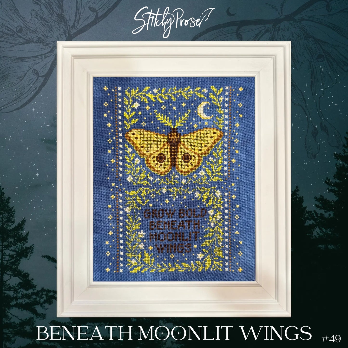 Stitchy Prose BENEATH MOONLIT WINGS Cross Stitch Pattern