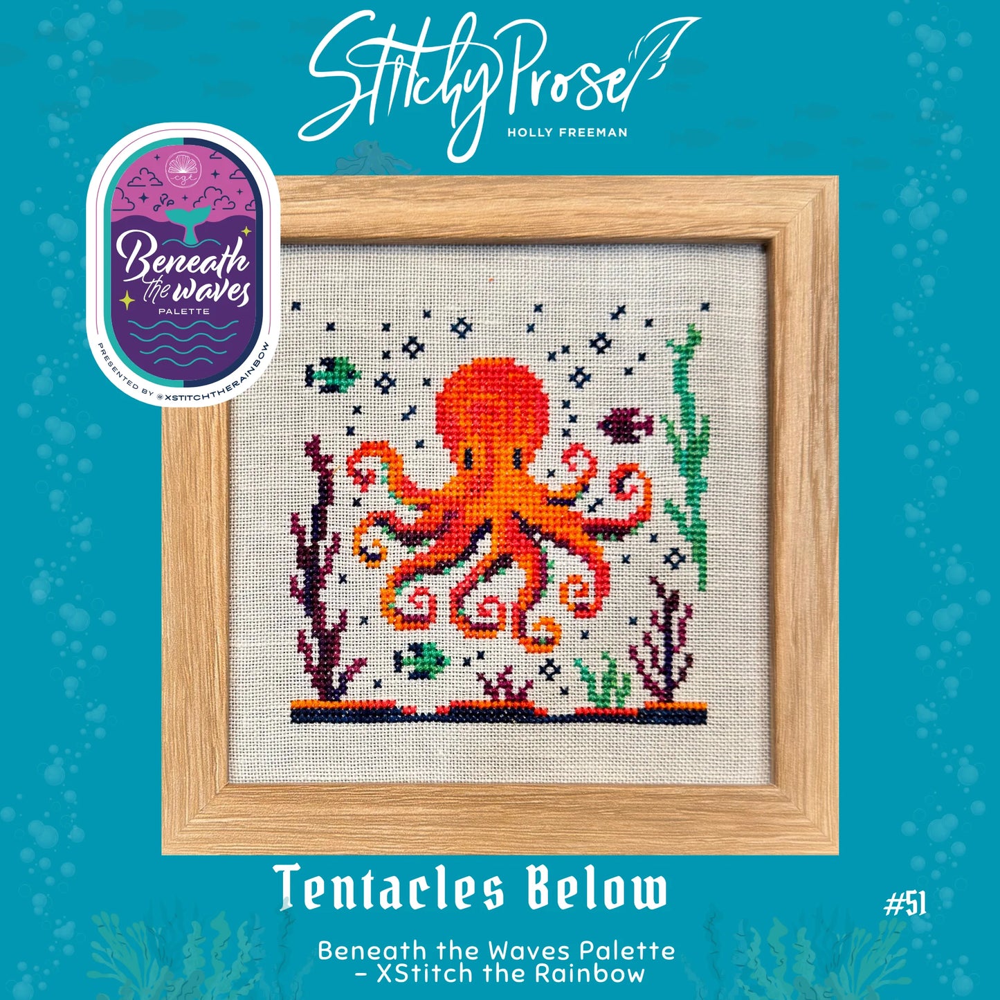 PREORDER Stitchy Prose TENTACLES BELOW Cross Stitch Pattern Nashville Market