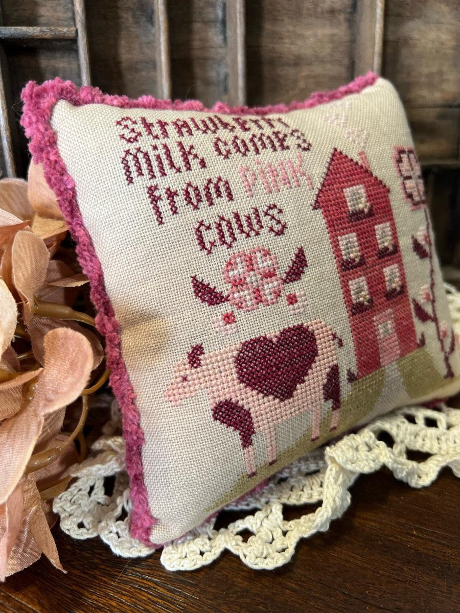 Strawberry Milk Cross Stitch Pattern Annie Beez Folkart Nashville Needlework Market