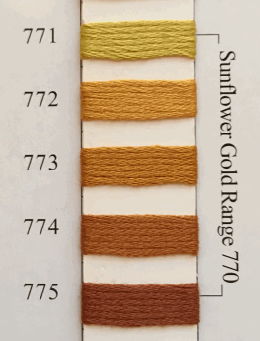 Needlepoint NPI Silk Floss 8 Ply Sunflower Gold Range 771 772 773 774 775