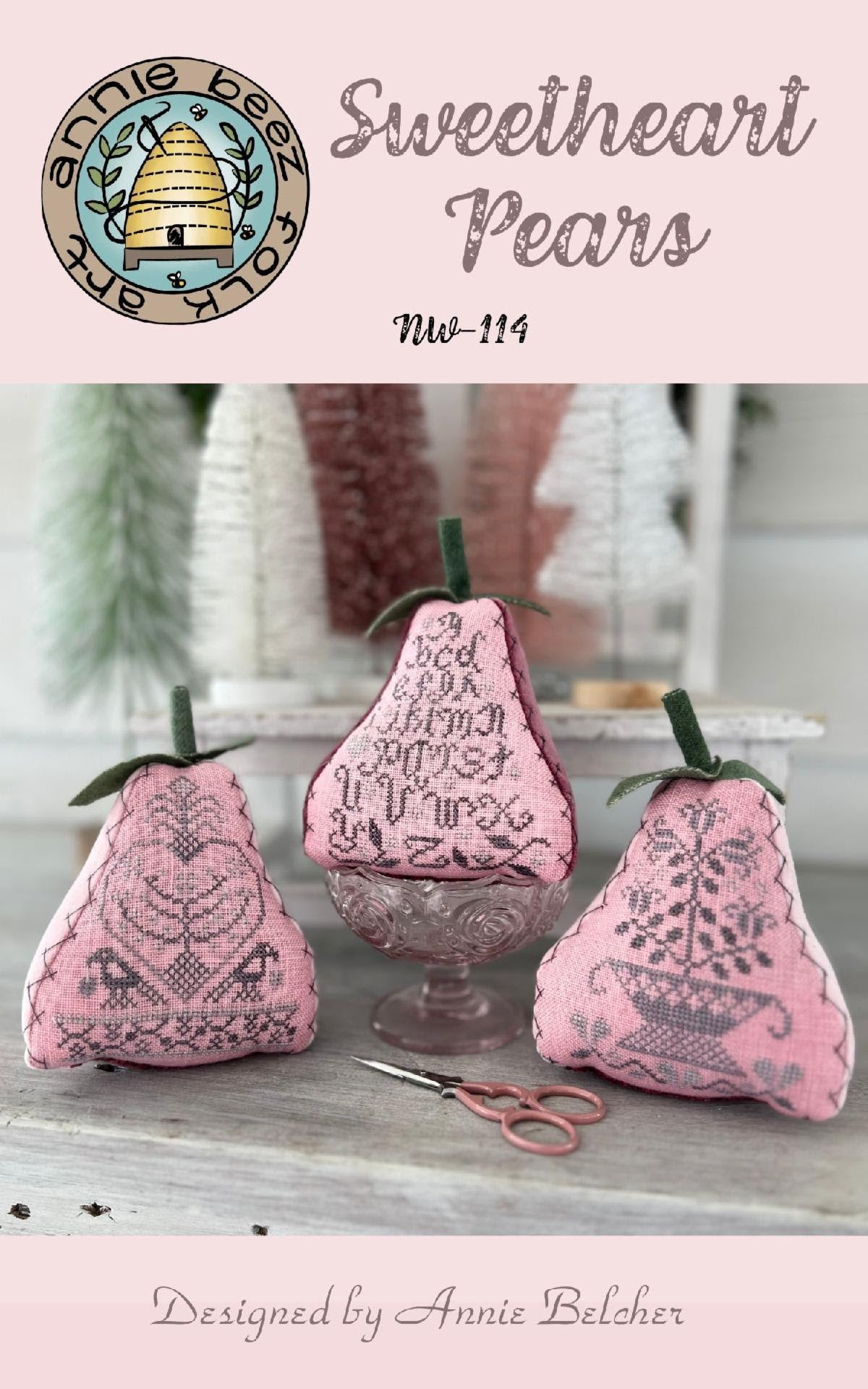 Sweetheart Pears Cross Stitch Pattern by Annie Beez Folk Art