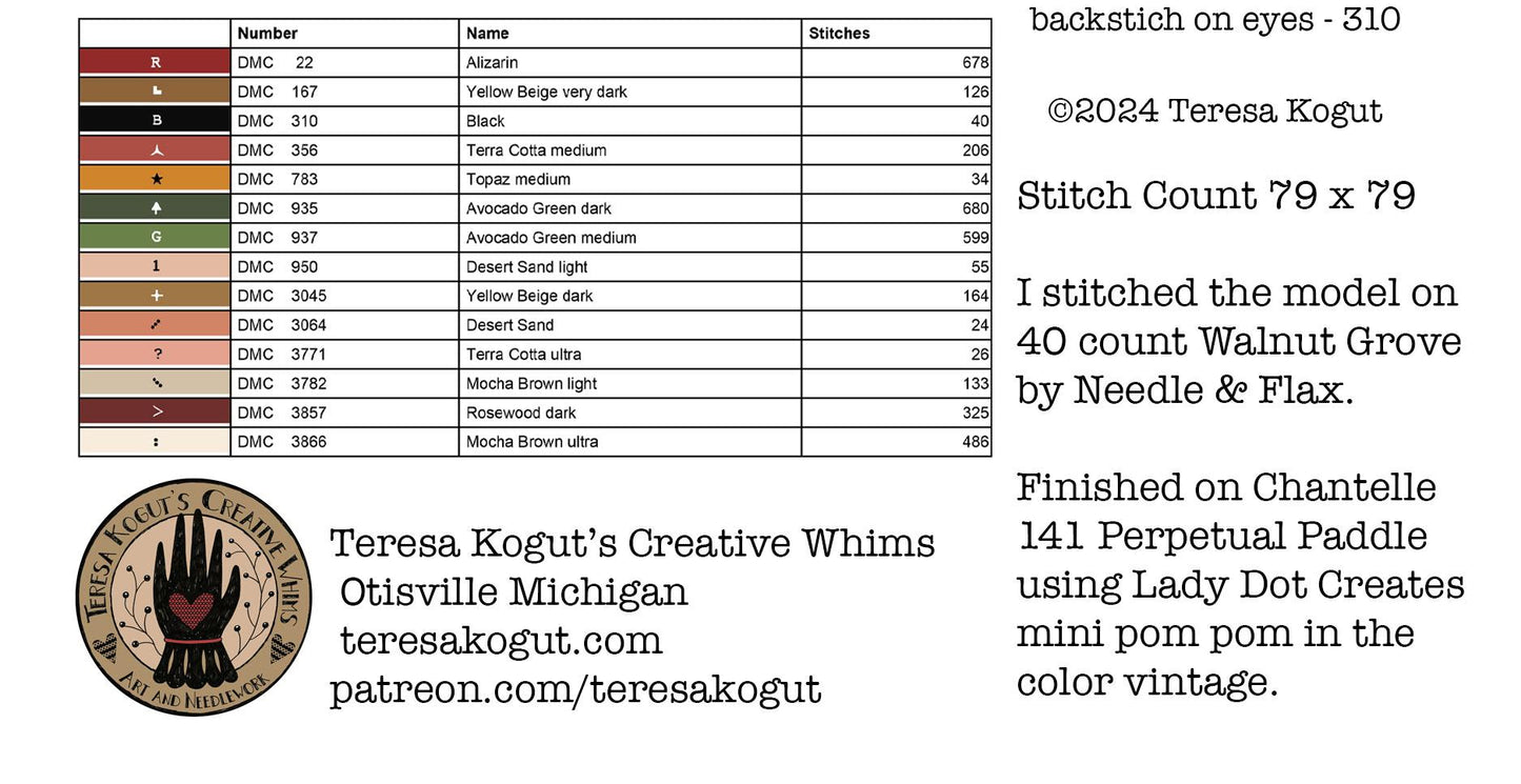 PREORDER Santa Wreath Ornament Teresa Kogut Cross Stitch Pattern