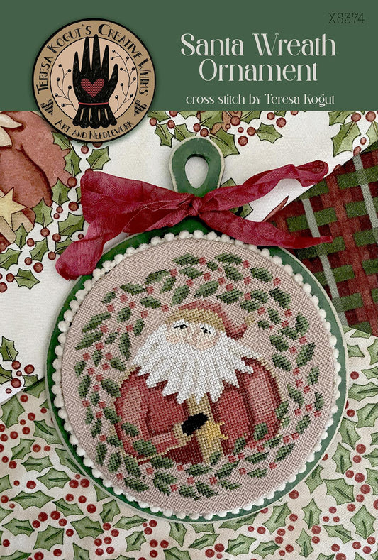 PREORDER Santa Wreath Ornament Teresa Kogut Cross Stitch Pattern