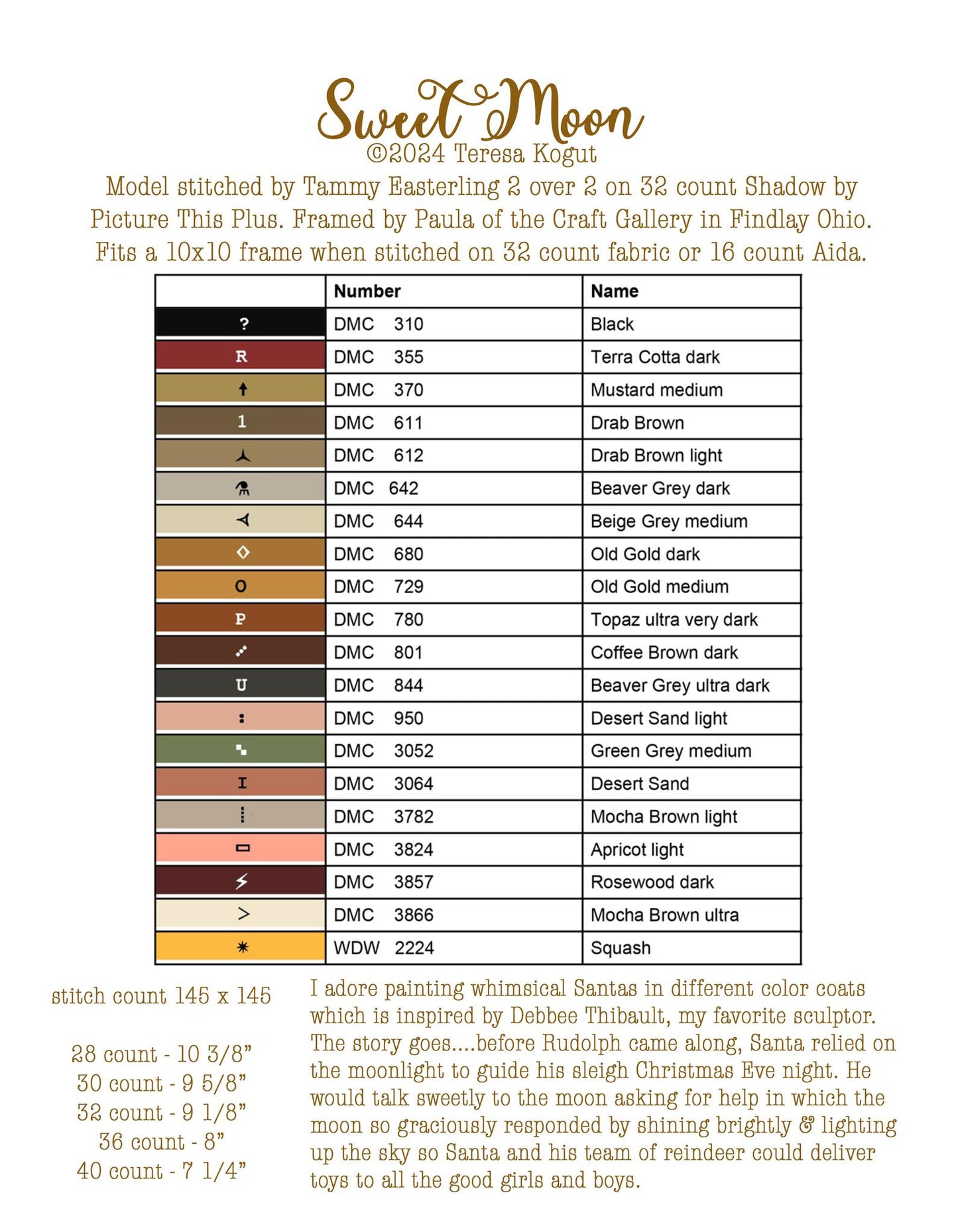 PREORDER Sweet Moon Teresa Kogut Cross Stitch Pattern