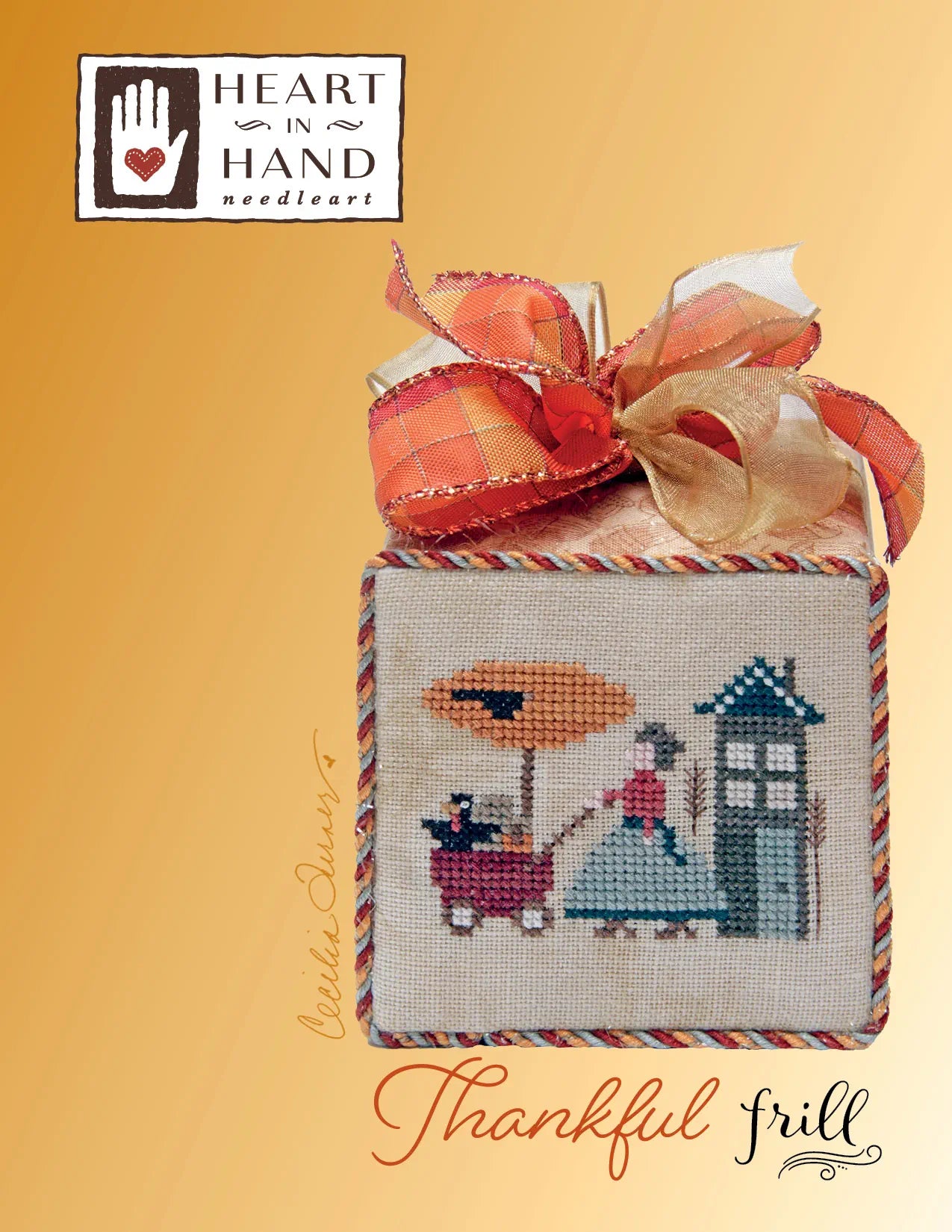 SALE Thankful Frill Heart in Hand Cross Stitch Pattern