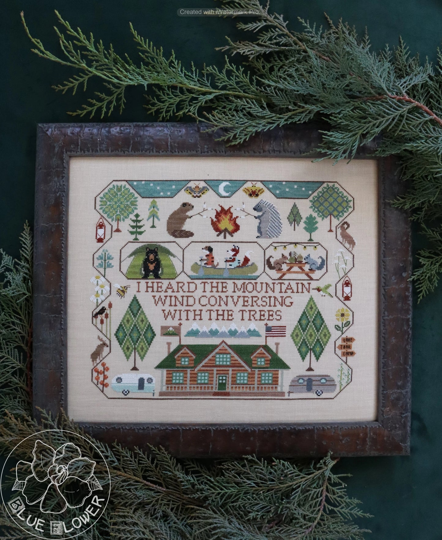 Happy Campers Cross Stitch Pattern The Blue Flower Physical Copy