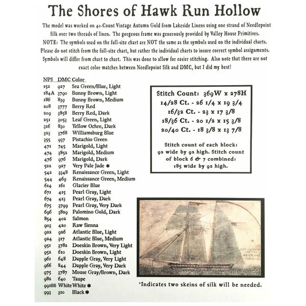 The Shores of Hawk Run Hollow Carriage House Samplings Cross Stitch Pattern