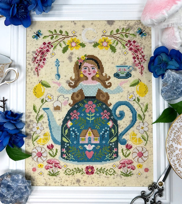 The Tea Goddess Cross Stitch Pattern by Tiny Modernist
