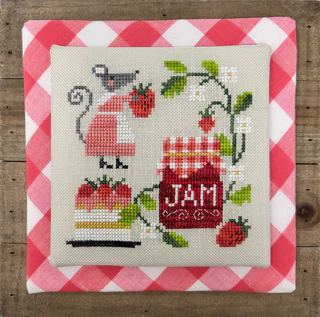 Tiny Modernist MOUSE'S STRAWBERRY JAM Cross Stitch Pattern