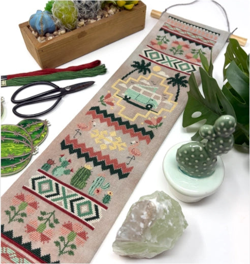 Tiny Modernist CACTUS AND CARAVAN BELL PULL Cross Stitch Pattern Nashville  Market