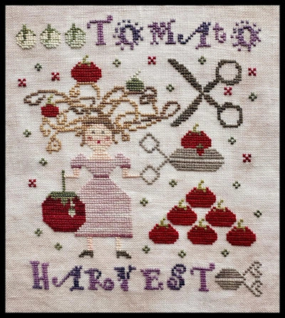 Tomato Harvest cross stitch pattern by Lucy Beam Nashville Market