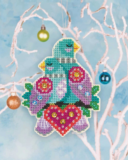 Turtle Doves Satsuma Street Cross Stitch Ornament Kit