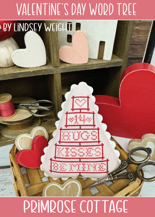 SALE Valentine's Day Word Tree Cross Stitch Pattern by Primrose Cottage