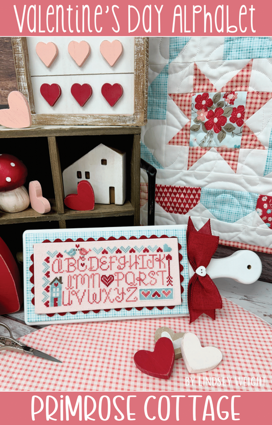 Valentine's Day Alphabet Cross Stitch Pattern by Primrose Cottage