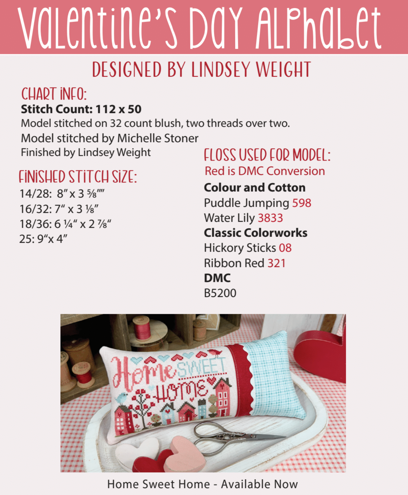 Valentine's Day Alphabet Cross Stitch Pattern by Primrose Cottage