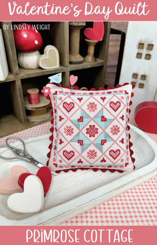 Valentine's Day Quilt Cross Stitch Pattern by Primrose Cottage